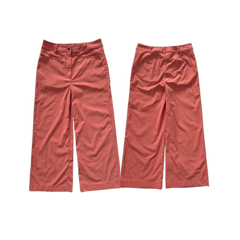 Anatomie Greyson Wide Leg Stretch Pants Women M Orange Travel Lightweight Crop